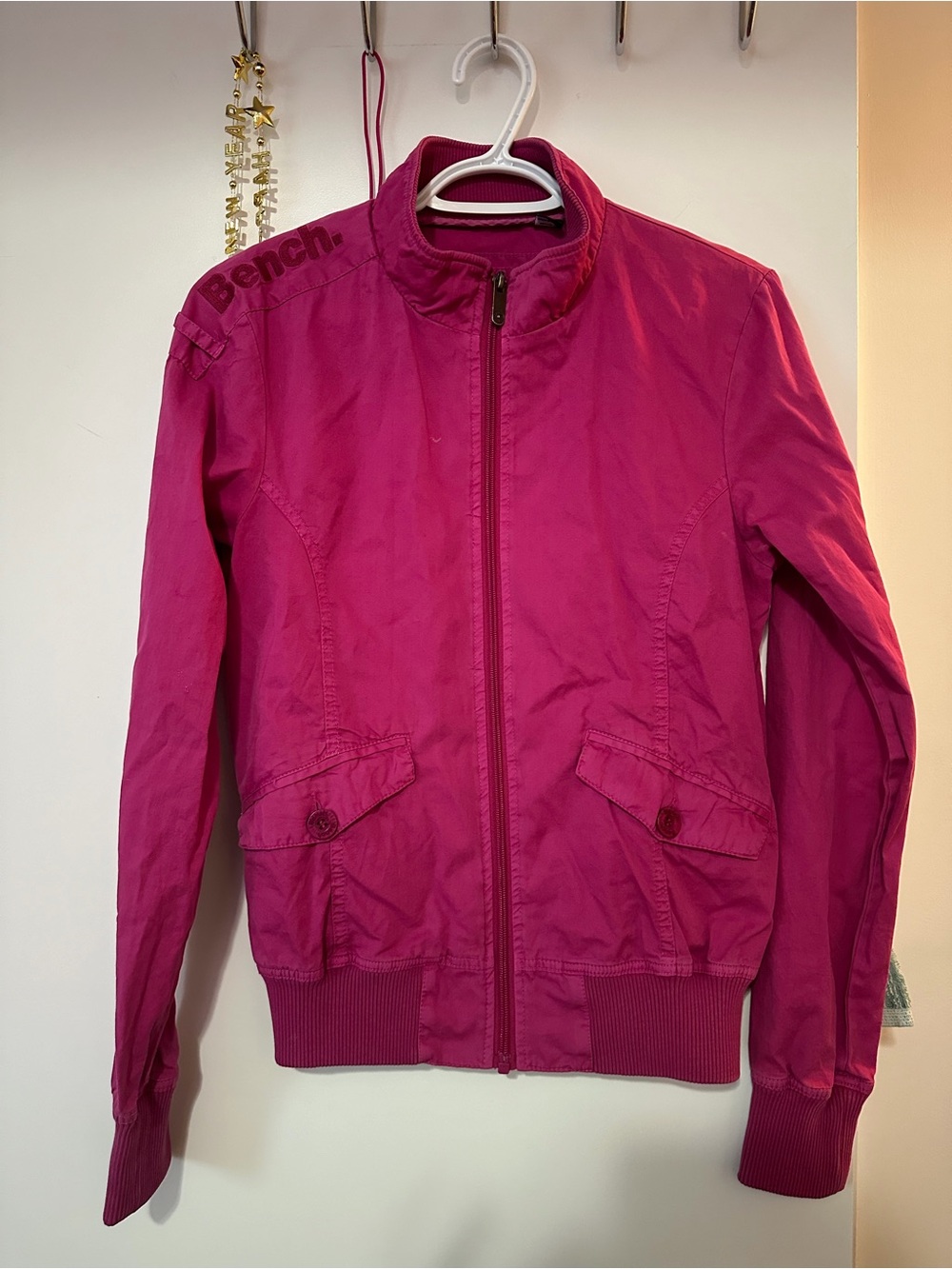 Bench Women's Fuchsia Zip-Front Bomber Jacket
